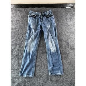 Black Premium Mens 28x30 Relaxed Straight Jeans Medium Wash Denim